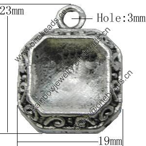 Zinc Alloy Cabochon Settings, 19x23mm, Hole:3mm, Sold by Bag