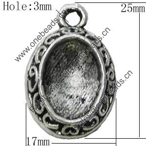 Zinc Alloy Cabochon Settings, 17x25mm, Hole:3mm, Sold by Bag
