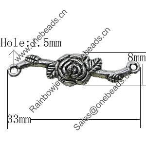 Connectors Zinc Alloy Jewelry Findings Lead-free, 33x8mm, Hole:1.5mm, Sold by Bag
