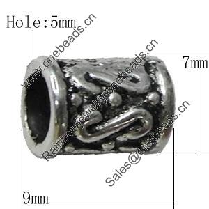 Bead Zinc Alloy Jewelry Findings Lead-free, 9x7mm, Hole:5mm, Sold by Bag