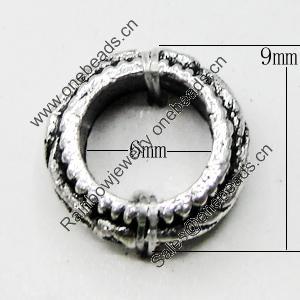 Donut Zinc Alloy Jewelry Findings Lead-free, O:9mm I:6mm, Sold by Bag