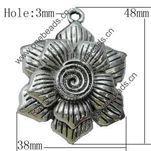 Pendant Zinc Alloy Jewelry Findings Lead-free, 38x48mm, Hole:3mm, Sold by Bag