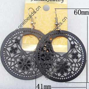 Iron Earrings, Flat Round，41x60mm, Sold by Dozen