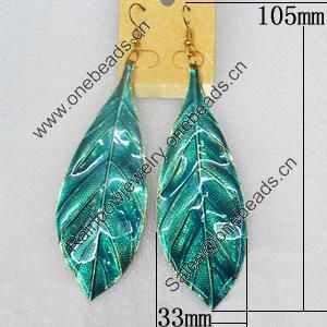 Iron Earrings, Leaf, 33x105mm, Sold by Dozen
