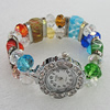 Alloy Watch Bracelets, with Glass Crystal Beads, Millefiori Glass Beads and Rhinestone, Watch Size: 26mm, Sold by PC