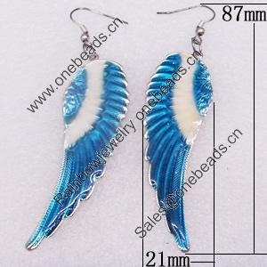 Iron Earrings, Wing, 21x87mm, Sold by Dozen