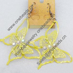 Iron Earrings, Butterfly, 58x90mm, Sold by Dozen