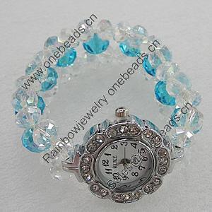 Alloy Watch Bracelets, with Glass Crystal Beads, Watch Size:26mm, Sold by PC