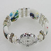 Alloy Watch Bracelets, with Glass Crystal Beads, Millefiori Glass Beads and Rhinestone, Watch Size: 22mm, Sold by PC