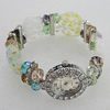 Alloy Watch Bracelets, with Glass Crystal Beads, Millefiori Glass Beads and Rhinestone, Watch Size: 31X21mm, Sold by PC