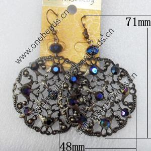 Iron Earrings, Flat Round, 48x71mm, Sold by Dozen