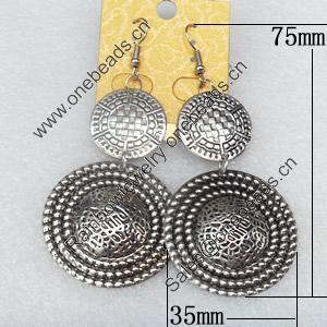 Iron Earrings, Flat Round, 35x75mm, Sold by Dozen