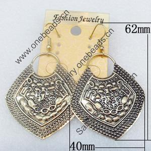 Iron Earrings, 40x62mm, Sold by Dozen