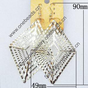 Iron Earrings, Diamond, 49x90mm, Sold by Dozen