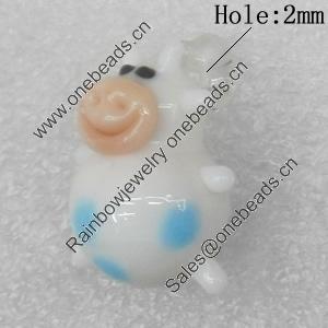 Handmade Lampwork Pendant, Cow, 18x27mm, Hole:Approx 2mm, Sold by PC