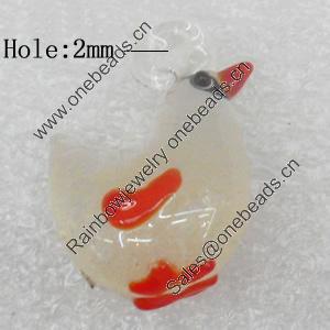 Handmade Lampwork Pendant, Chicken, 18x26mm, Hole:Approx 2mm, Sold by PC