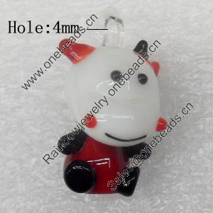Handmade Lampwork Pendant, Cow, 18x28mm, Hole:Approx 4mm, Sold by PC