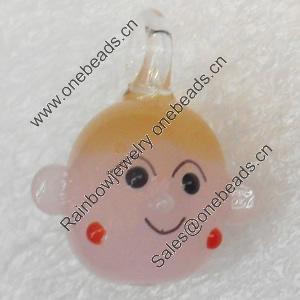 Handmade Lampwork Pendant, 17x22mm, Hole:Approx 4mm, Sold by PC