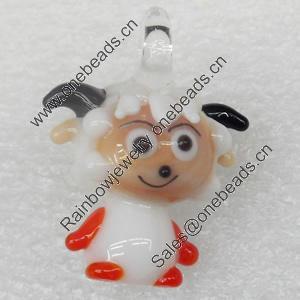 Handmade Lampwork Pendant, Sheep, 21x28mm, Hole:Approx 5mm, Sold by PC