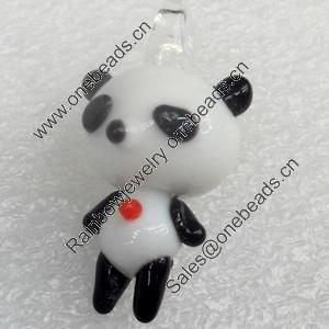 Handmade Lampwork Pendant, Panda, 16x29mm, Hole:Approx 3mm, Sold by PC