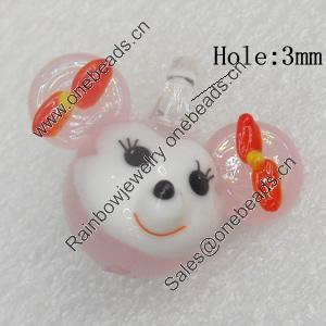 Handmade Lampwork Pendant, 27x24mm, Hole:Approx 4mm, Sold by PC