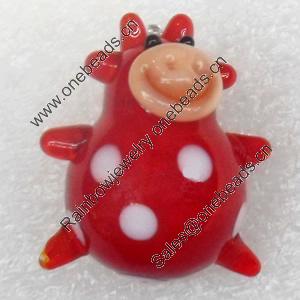 Handmade Lampwork Pendant, Cow, 20x25mm, Hole:Approx 2mm, Sold by PC