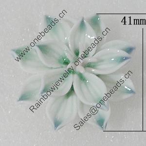 Porcelain Pendants, Flower 41mm Hole:4mm, Sold by PC