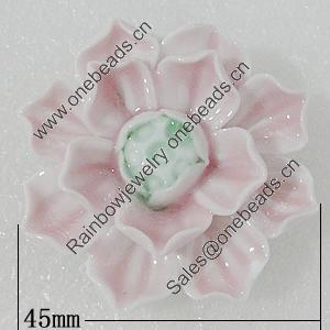 Porcelain Pendants, Flower 45mm Hole:6x4mm, Sold by PC