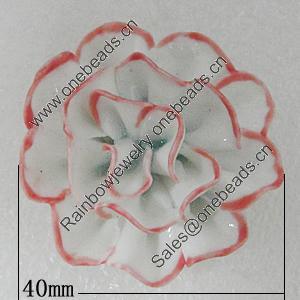 Porcelain Pendants, Flower 40mm Hole:4mm, Sold by PC