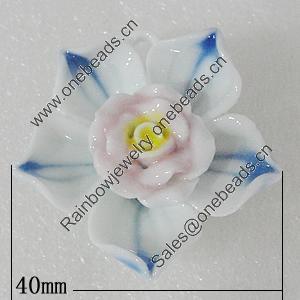 Porcelain Pendants, Flower 40mm Hole:3mm, Sold by PC