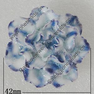 Porcelain Beads, Flower 42mm Hole:3mm, Sold by PC