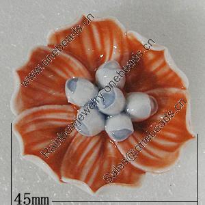 Porcelain Pendants, Flower 45mm, Sold by PC