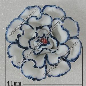 Porcelain Pendants, Flower 41mm Hole:4mm, Sold by PC