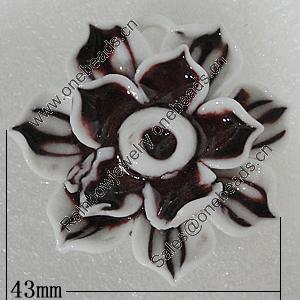 Porcelain Pendants, Flower 43mm Hole:6x5mm, Sold by PC