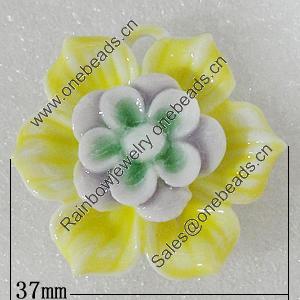 Porcelain Pendants, Flower 37mm Hole:6x4mm, Sold by PC