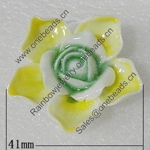 Porcelain Pendants, Flower 41mm Hole:5mm, Sold by PC