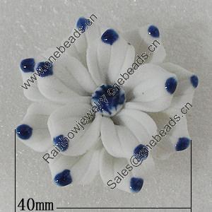 Porcelain Pendants, Flower 40mm Hole:3.5mm, Sold by PC