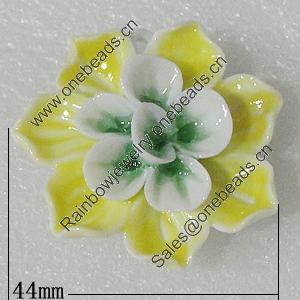 Porcelain Pendants, Flower 44mm Hole:9x4mm, Sold by PC