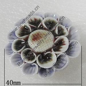 Porcelain Beads, Flower 40mm Hole:3mm, Sold by PC