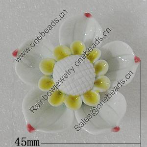 Porcelain Cabochons, No Hole Headwear & Costume Accessory, Flower size:39mm Hole:8x4mm, Sold by PC