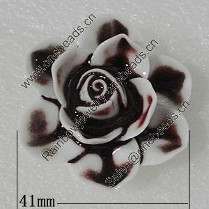 Porcelain Beads, Flower 41mm Hole:3mm, Sold by PC