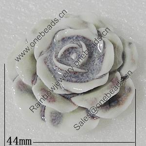 Porcelain Pendants, Flower 44mm Hole:4mm, Sold by PC