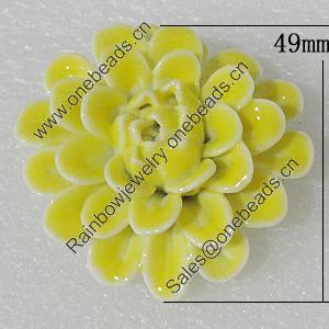 Porcelain Pendants, Flower 49mm Hole:6x3.5mm, Sold by PC