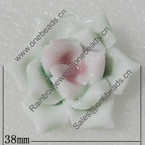 Porcelain Pendants, Flower 38mm Hole:5mm, Sold by PC