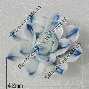 Porcelain Pendants, Flower 42mm Hole:7x5mm, Sold by PC