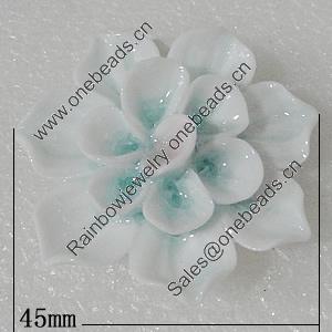 Porcelain Pendants, Flower 45mm Hole:8x6mm, Sold by PC