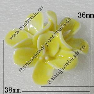 Porcelain Pendants, Flower 38x36mm Hole:2.5mm, Sold by PC