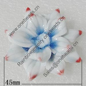 Porcelain Pendants, Flower 45mm Hole:4.5mm, Sold by PC
