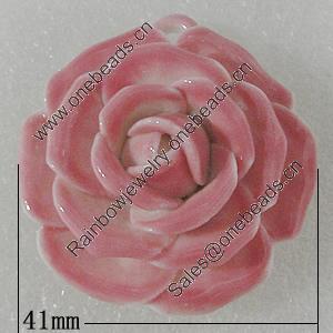 Porcelain Pendants, Flower 41mm Hole:7x5mm, Sold by PC