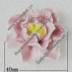 Porcelain Pendants, Flower 40mm Hole:7x4mm, Sold by PC